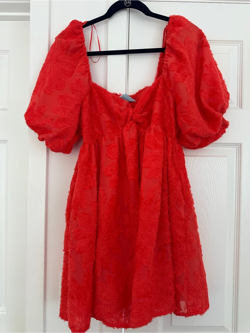 Red Mini Dress with Puff Sleeves